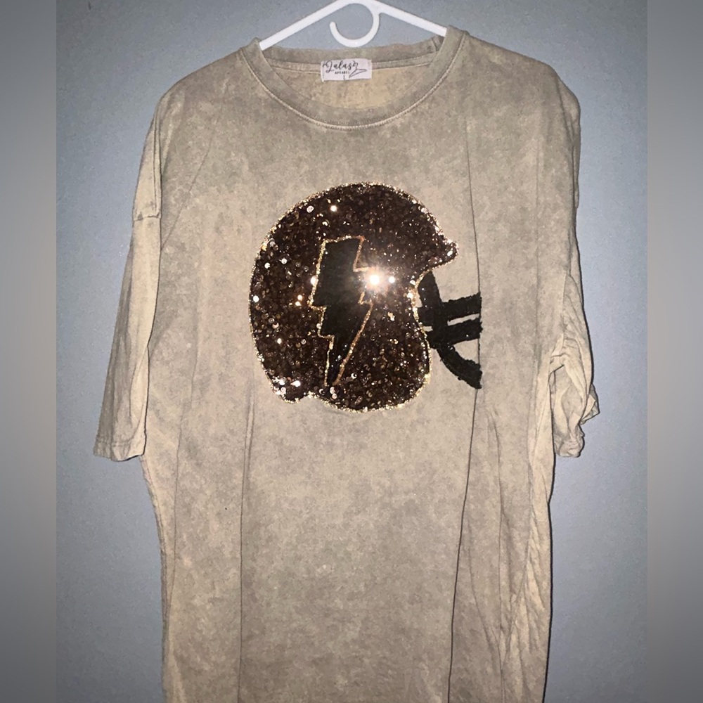 Sequin football helmet t shirt